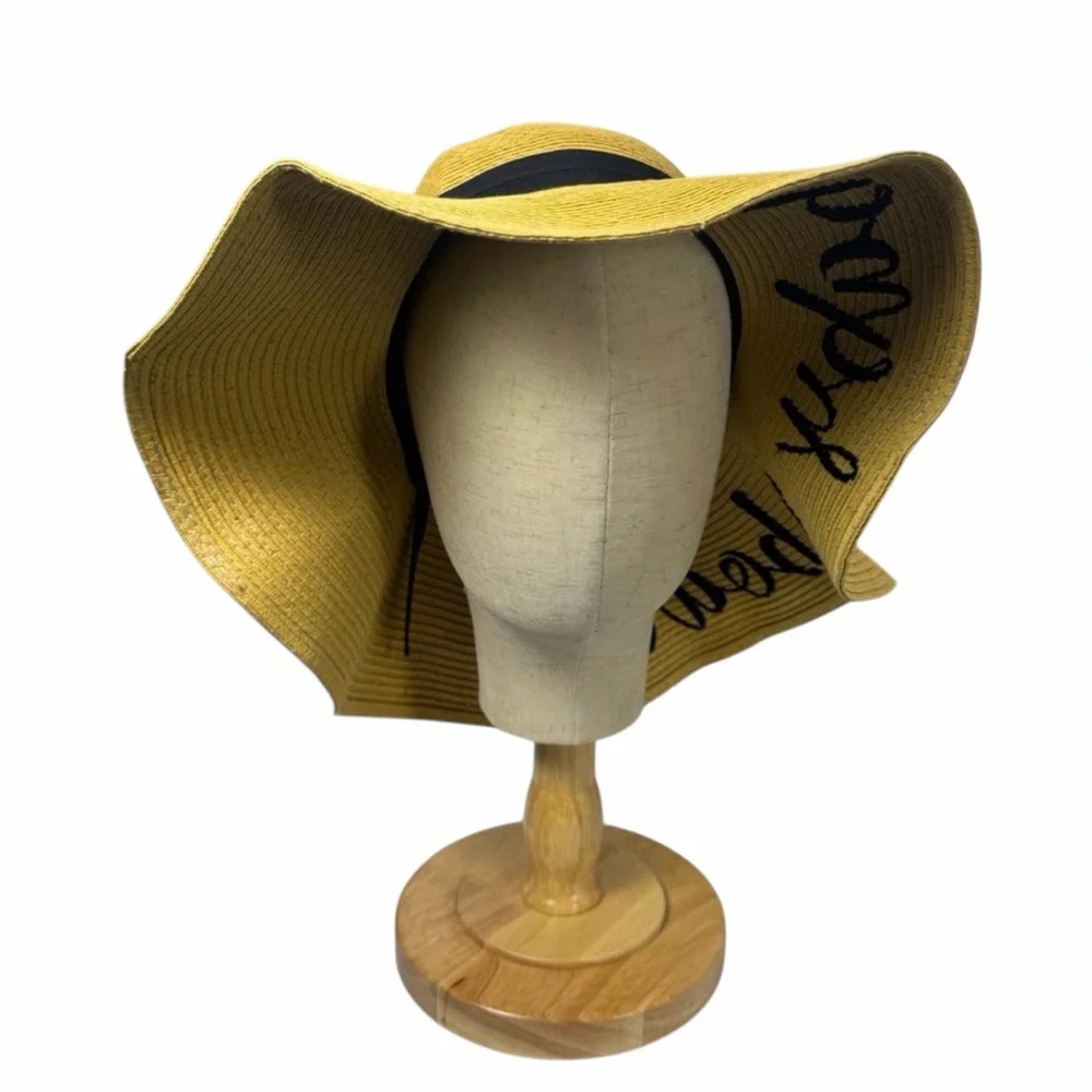CC Exclusives Paper Floppy Sun Hat with Black Band Adjustable interior band